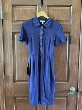 Talbots Dress Ponte Knit Midi with Cuffed Sleeves Purple Size 4P